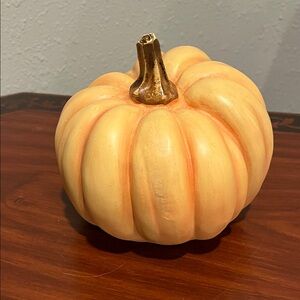 Decorative Orange Pumpkin with Gold Stem